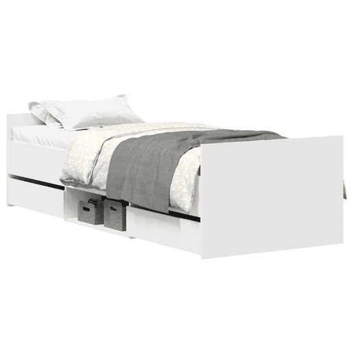 Estrutura de cama de solteiro para adultos c painéis cabeceira e pés 90x190 cm branco
