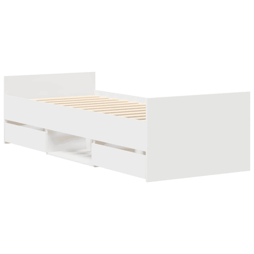 Estrutura de cama de solteiro para adultos c painéis cabeceira e pés 90x190 cm branco