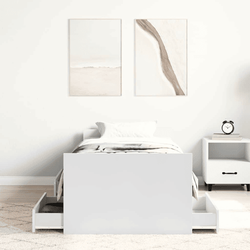 Estrutura de cama de solteiro para adultos c painéis cabeceira e pés 90x190 cm branco