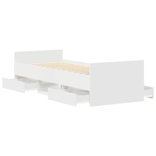 Estrutura de cama de solteiro para adultos c painéis cabeceira e pés 90x190 cm branco