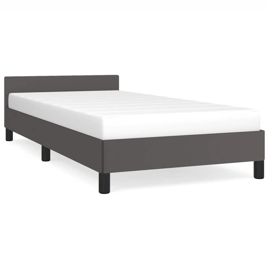 Estructura de cama individual para adultos con cabecero gris 80x200 cm