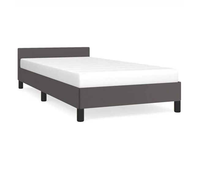 Estructura de cama individual para adultos con cabecero gris 80x200 cm