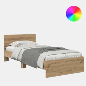 Estrutura de cama de solteiro moderno com cabeceira - Carvalho Artesanal 90 x 200 cm