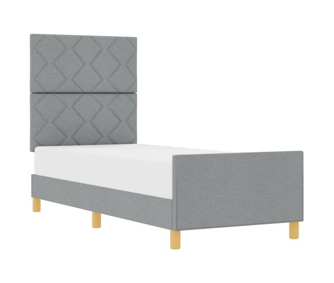 Estructura de cama individual para adultos con cabecera - gris claro 80 x 200 cm tela
