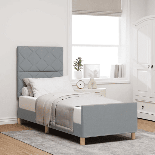 Estrutura de cama de solteiro simple, Cinzento-claro 80 x 200 cm tecido Estrutura de cama de solteiro simple, Cinzento-claro 80 x 200 cm tecido