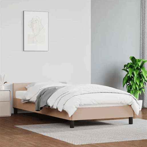 Estrutura de cama de solteiro para adultos c cabeceira 80x200 cm cappuccino