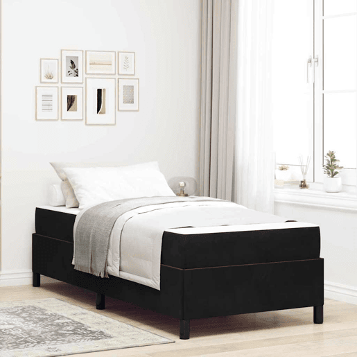 Estrutura de cama de solteiro para adultos com colchão Preto 90 x 190 cm tecido