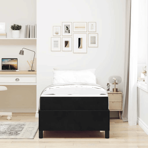 Estrutura de cama de solteiro para adultos com colchão Preto 90 x 190 cm tecido