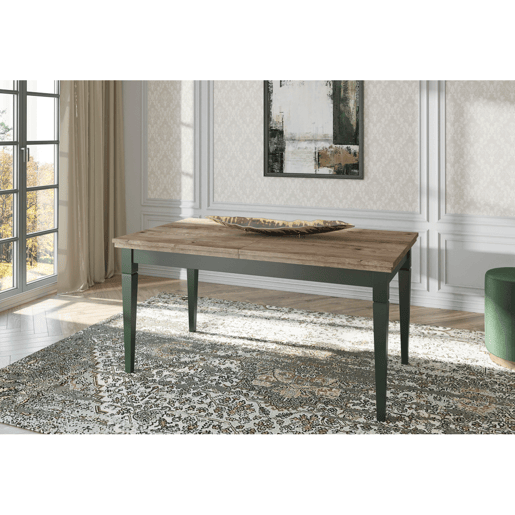 Mesa de jantar extensível 6 a 8 lugares Martin Verde e Madeira