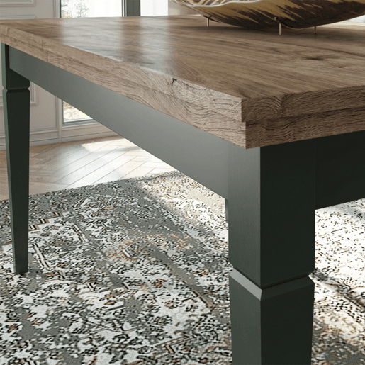 Mesa de jantar extensível 6 a 8 lugares Martin Verde e Madeira