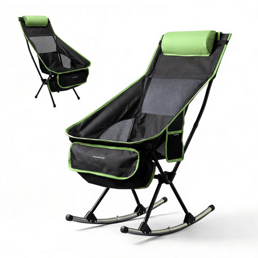 Cadeira de balanço dobrável camping com almofada e capa InnovaGoods Cadeira de balanço dobrável camping com almofada e capa InnovaGoods