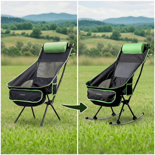 Cadeira de balanço dobrável camping com almofada e capa InnovaGoods Cadeira de balanço dobrável camping com almofada e capa InnovaGoods