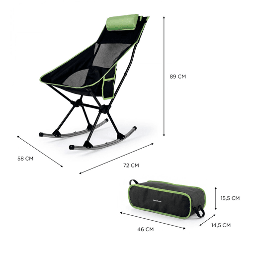 Cadeira de balanço dobrável camping com almofada e capa InnovaGoods Cadeira de balanço dobrável camping com almofada e capa InnovaGoods