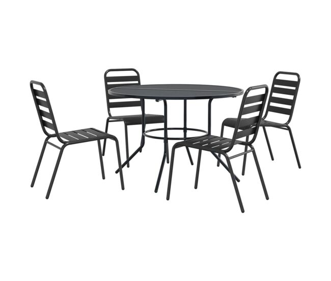 Conjunto de jardín polea 4 sillas + mesa negro