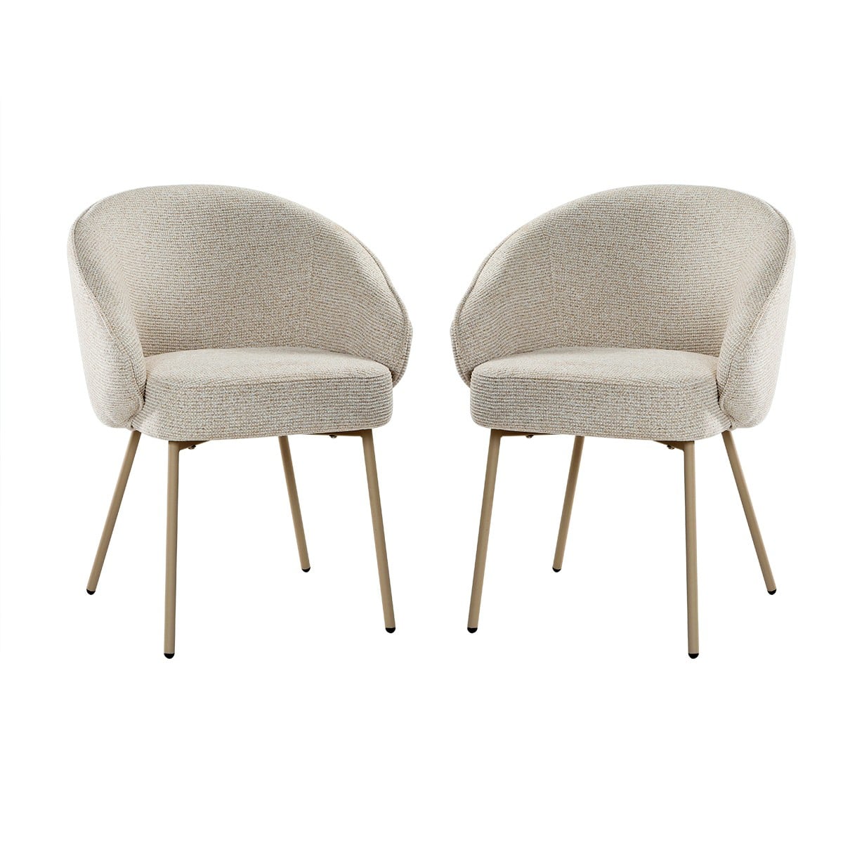 Lote de 2 sillas, en tela y con patas de metal beige a81 cm - pia