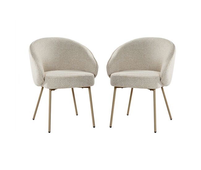 Lote de 2 sillas, en tela y con patas de metal beige a81 cm - pia