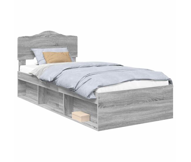 Estructura de cama individual para adultos con cabecera - gris sonoma 90 x 190 cm