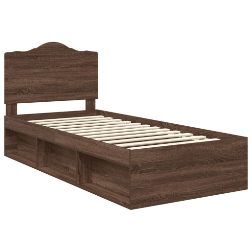 Estrutura de cama de solteiro moderno com cabeceira - Carvalho Marrom 90 x 190 cm