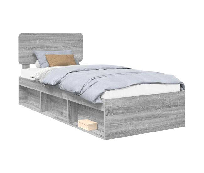 Estructura de cama individual para adultos con cabecera - gris sonoma 90 x 190 cm