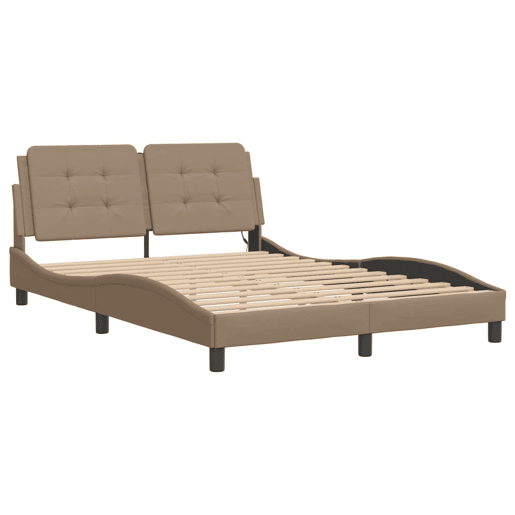 Estrutura de Cama de casal moderno com LED sem colchão Zadar 140x190 cm cappuccino