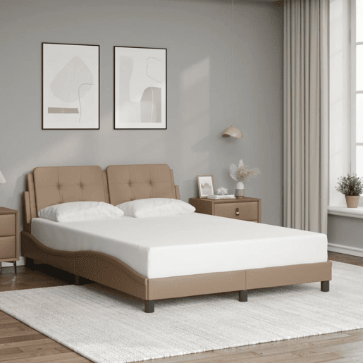 Estrutura de Cama de casal moderno com LED sem colchão Zadar 140x190 cm cappuccino