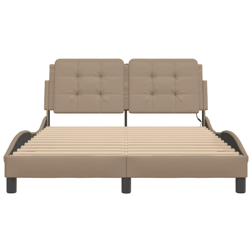 Estrutura de Cama de casal moderno com LED sem colchão Zadar 140x190 cm cappuccino