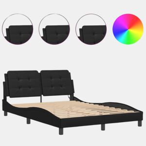 Estrutura de Cama de casal moderno com LED sem colchão Zadar 140x190 cm preto