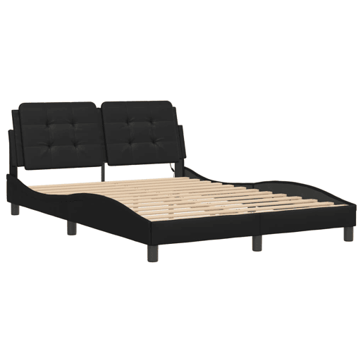 Estrutura de Cama de casal moderno com LED sem colchão Zadar 140x190 cm preto