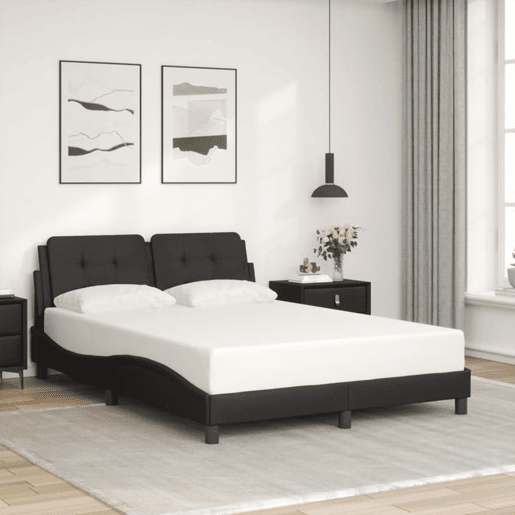 Estrutura de Cama de casal moderno com LED sem colchão Zadar 140x190 cm preto