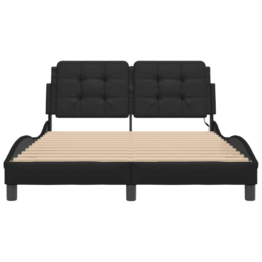 Estrutura de Cama de casal moderno com LED sem colchão Zadar 140x190 cm preto