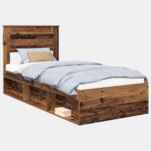 Estrutura de cama de solteiro para adultos com cabeceira Madeira antiga 90 x 190 cm
