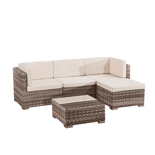 Conjunto de mobiliário de jardim Napoli 4 lugares castanho