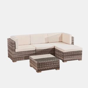 Conjunto de mobiliário de jardim Napoli 4 lugares castanho