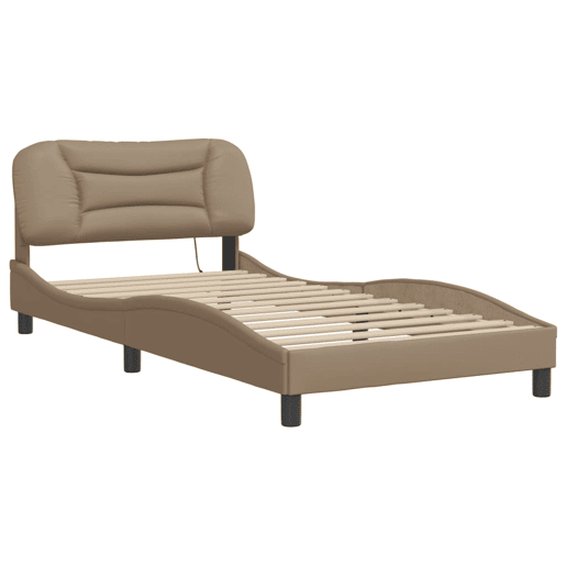 Estrutura de cama de solteiro para adultos com LED 100x200 cm cappuccino