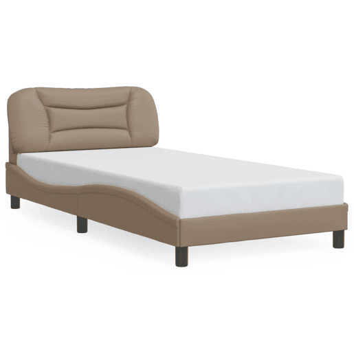 Estrutura de cama de solteiro para adultos com LED 100x200 cm cappuccino