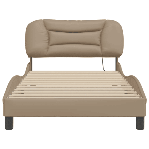 Estrutura de cama de solteiro para adultos com LED 100x200 cm cappuccino
