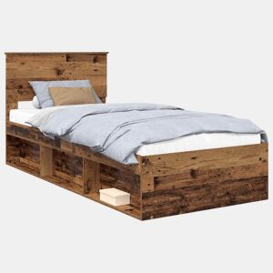 Estrutura de cama de solteiro para adultos com cabeceira Madeira antiga 90 x 190 cm