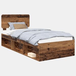 Estrutura de cama de solteiro para adultos com cabeceira Madeira antiga 90 x 190 cm