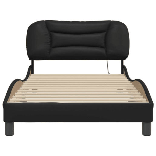 Estrutura de cama de solteiro para adultos com LED 100x200cm preto