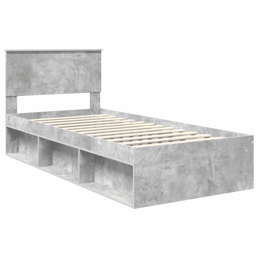 Estrutura de cama de solteiro para adultos com cabeceira Cinza Concreto 90 x 190 cm