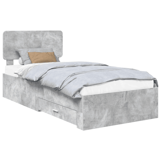 Estrutura de cama de solteiro para adultos Cinzento 90 x 190 cm Madeira processada