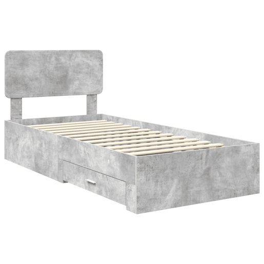 Estrutura de cama de solteiro para adultos Cinzento 90 x 190 cm Madeira processada