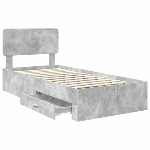 Estrutura de cama de solteiro para adultos Cinzento 90 x 190 cm Madeira processada