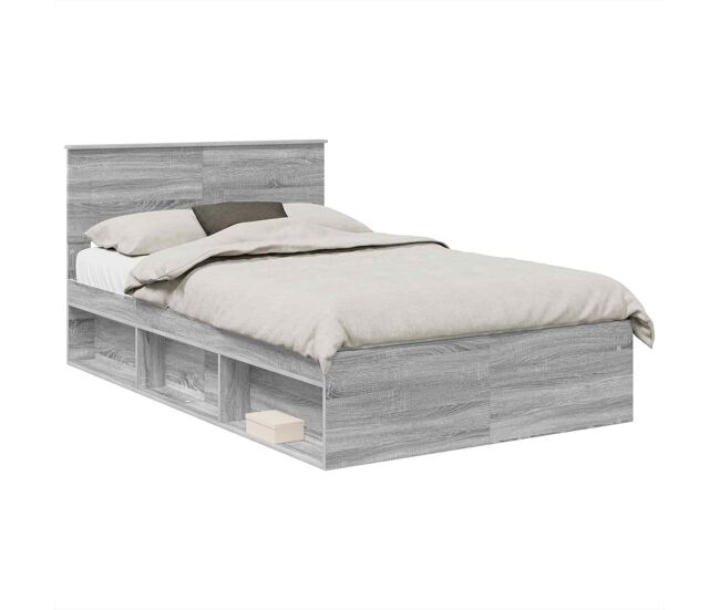 Estructura de cama matrimonial comodidad con cabecera - gris sonoma 135 x 190 cm