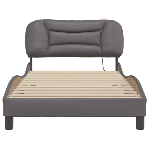 Estrutura de cama de solteiro para adultos com LED 100x200cm cinza