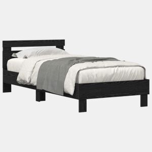 Estrutura de cama de solteiro para adultos de solteiro para adultos com led Carvalho Preto 100 x 200 cm