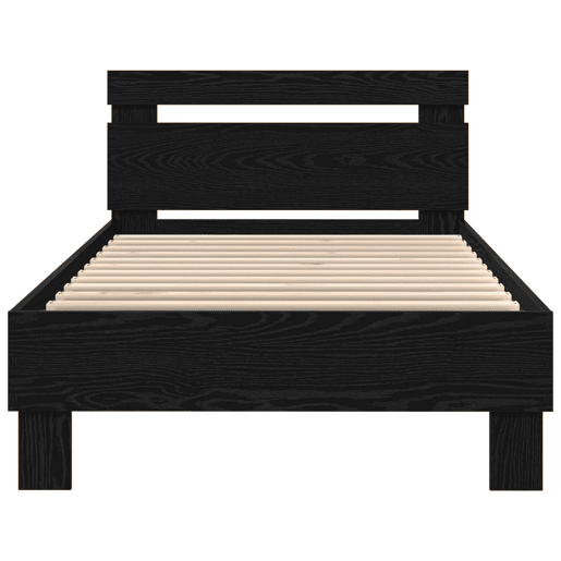 Estrutura de cama de solteiro para adultos de solteiro para adultos com led Carvalho Preto 100 x 200 cm