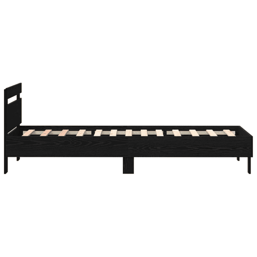 Estrutura de cama de solteiro para adultos de solteiro para adultos com led Carvalho Preto 100 x 200 cm