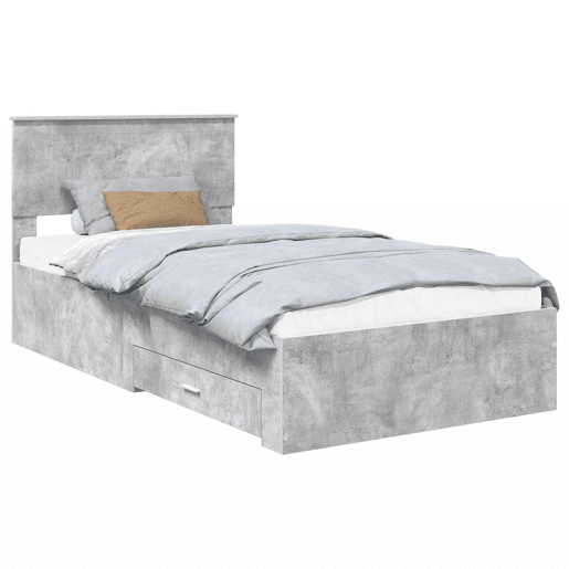 Estrutura de cama de solteiro para adultos - Cinzento 100 x 200 cm Madeira processada