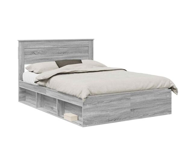 Estructura de cama matrimonial comodidad con cabecera - gris sonoma 140 x 190 cm